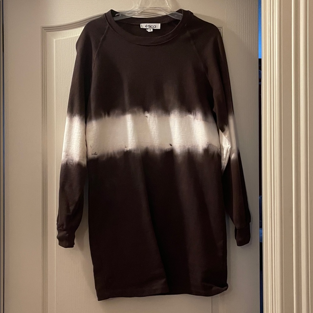 Etica Rich Brown / white long sleeve dress